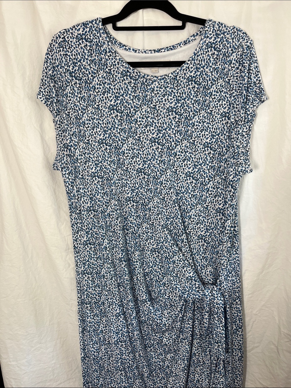 LOFT Blue and White Floral Short-Sleeve Dress Size XL